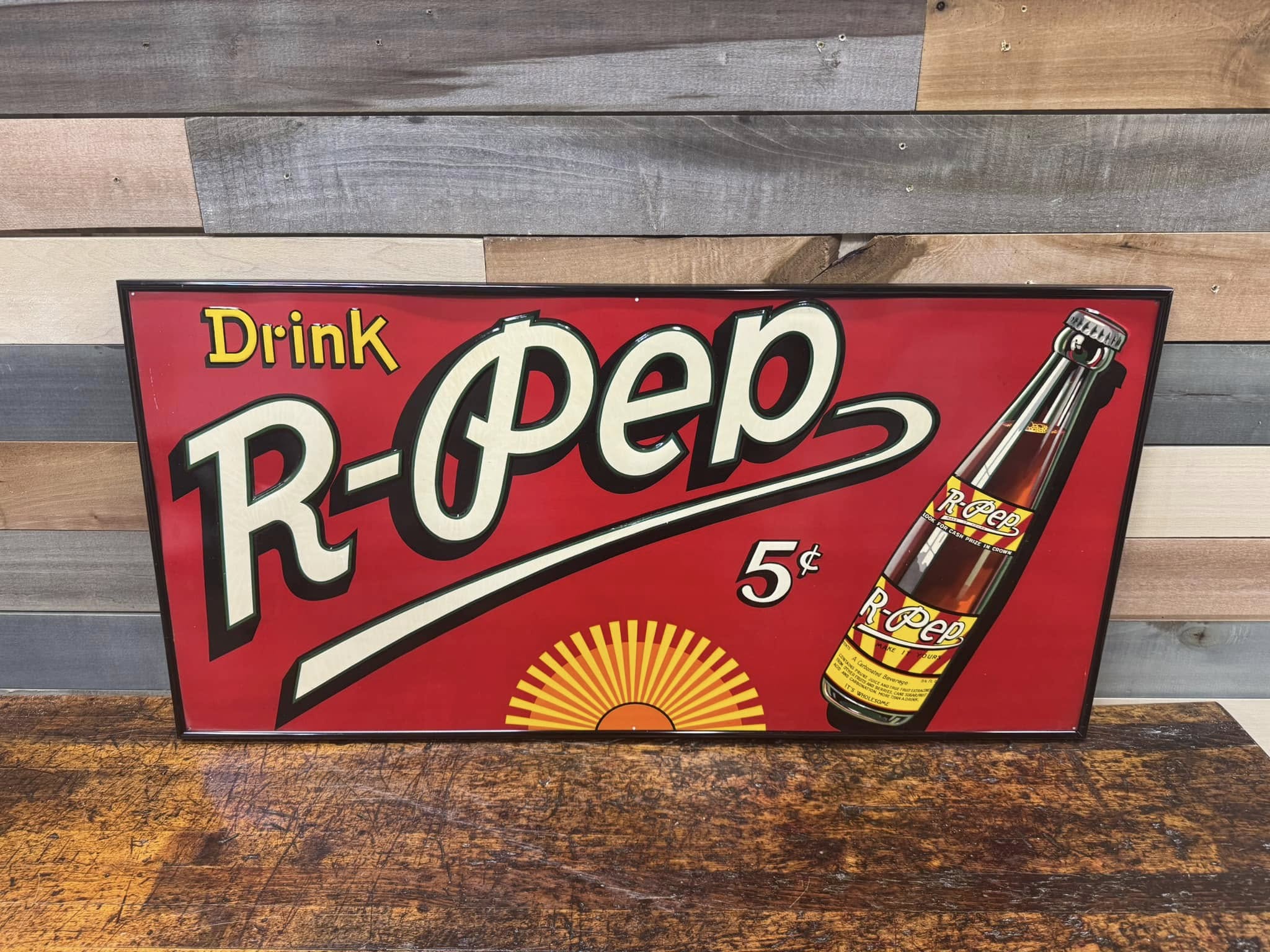 Drink R-Pep Embossed SST Framed Sign