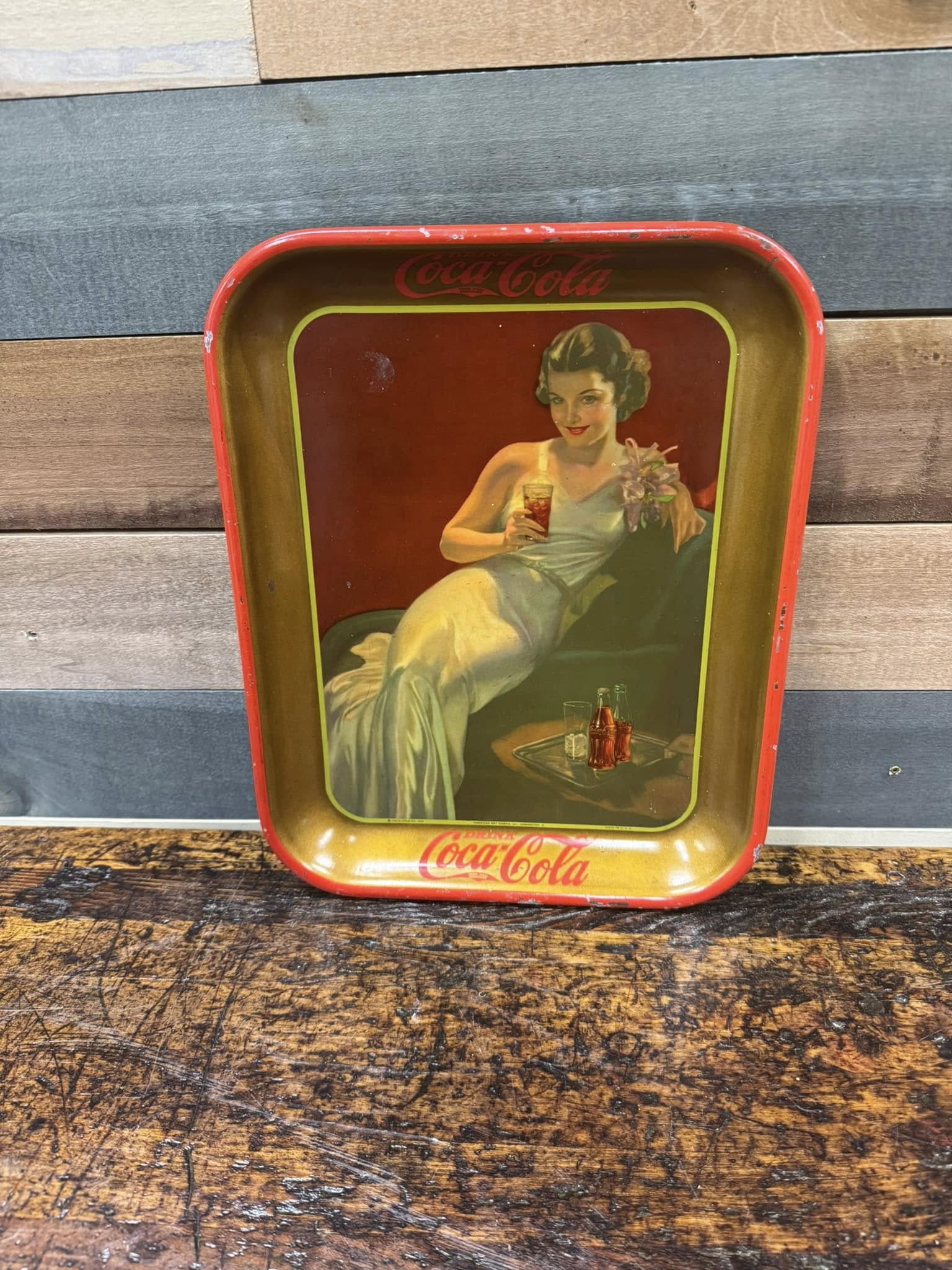 Coca-Cola Girl in White Dress SST Serving Tray