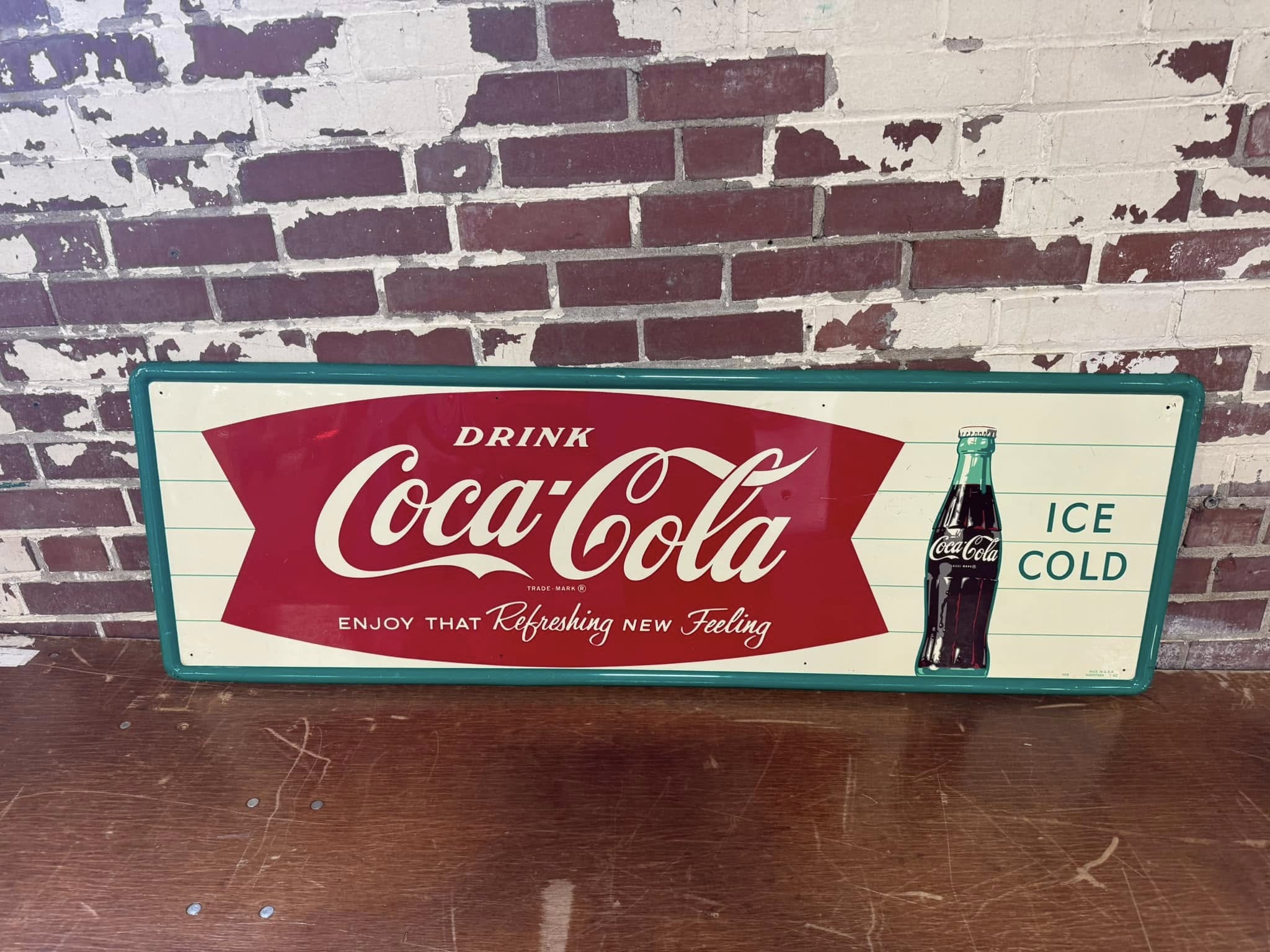 Drink Coca-Cola Ice Cold Enjoy That Refreshing New Feeling SST Fishtail Sign