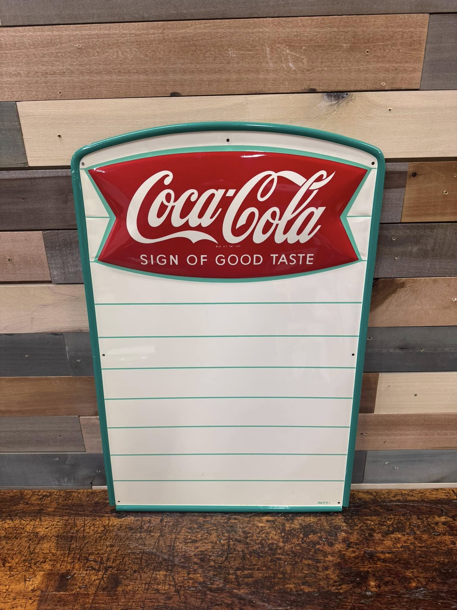 Coca-Cola Sign of Good Taste Embossed SST Fishtail Menu Board