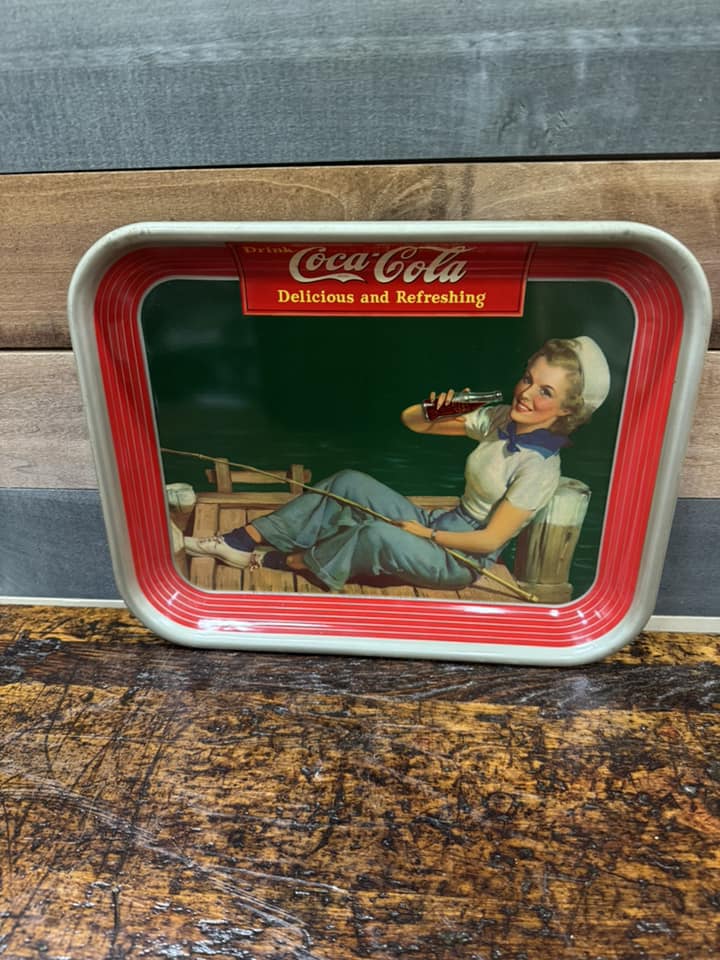 Coca-Cola Girl Fishing SST Serving Tray