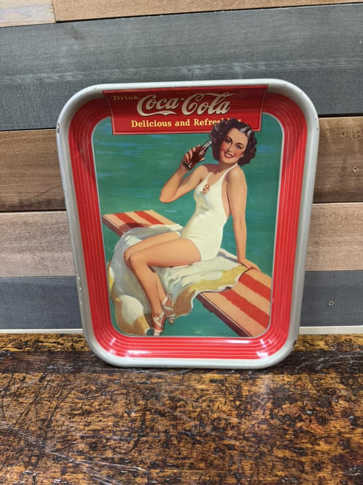 Coca-Cola Girl on Diving Board SST Serving Tray