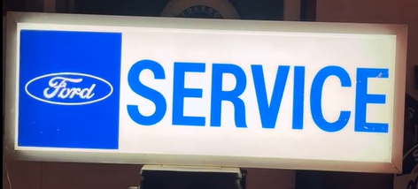 Ford Service Plastic Lexan One-Sided Light Up Fluorescent Sign