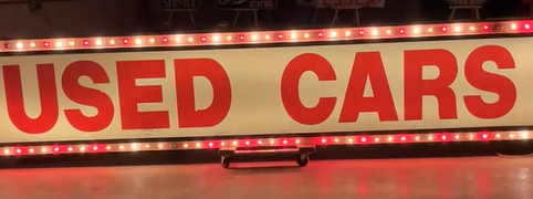 Used Cars Plastic Lexan Light Up 15-Foot-Long Sign