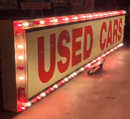 Used Cars Plastic Lexan Light Up 15-Foot-Long Sign