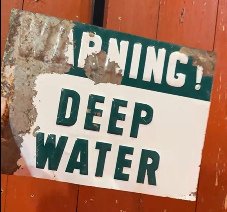 Warning Deep Water SST Embossed Sign