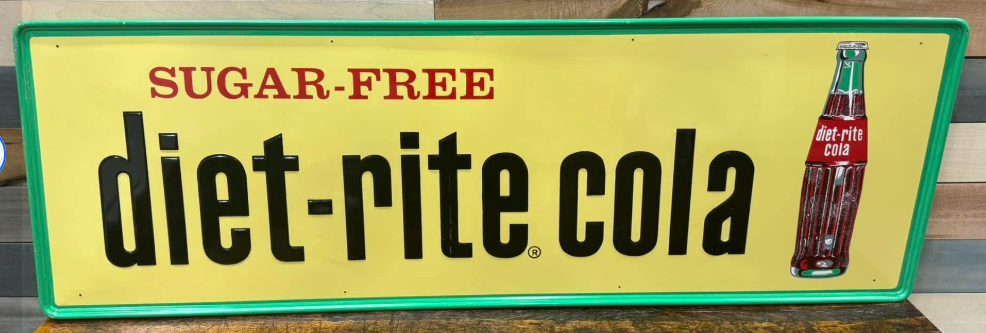 Diet Rite Cola with Bottle SST Embossed Sign