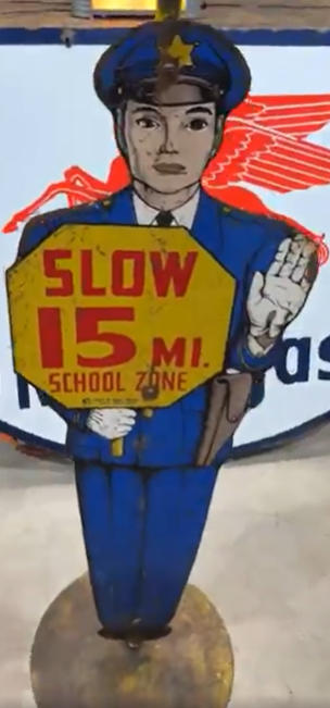 Slow School Zone DST Die-Cut Policeman on Pole