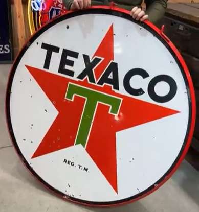 Texaco White T DSP 48 Inch Diameter Sign