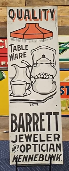 Quality Table Ware Barrett Jeweler and Optician Ithaca SST Sign Kennebunk