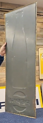 Pepsi Gold Edge SST Embossed Vertical Sign with Bottle and Round Logo