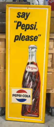 Say Pepsi Please SST Embossed Vertical Sign with Bottle