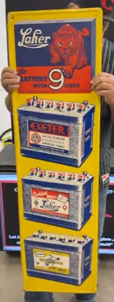 Laher the Battery with 9 Lives SST Embossed Vertical Sign