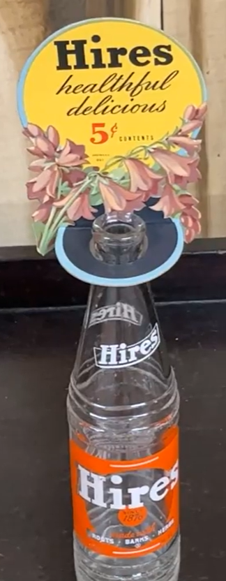 Hires Healthful Delicious Die Cut Cardboard Bottle Topper