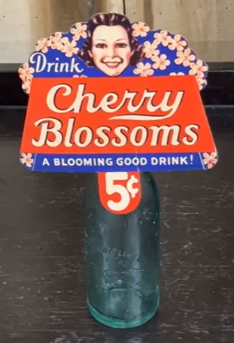 Cherry Blossoms Blooming Good Drink 5 Cents Cardboard Bottle Topper