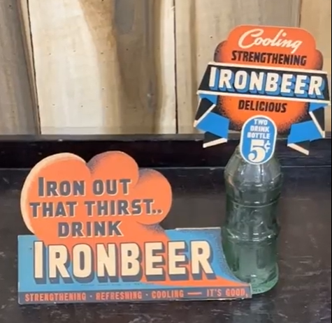 Iron Out That Thirst Drink Ironbeer Cardboard Bottle Topper and Sign