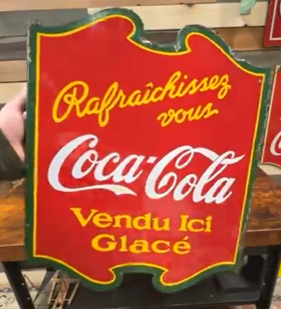 Coca-Cola Rafraichissez vous French Canadian DSP Die Cut Flange Sign