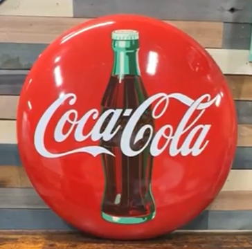 Coca-Cola 36 Inch SST Button Sign with Bottle