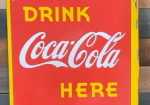 Drink Here Coca-Cola DSP Canadian Die-Cut Flange Sign