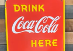 Drink Here Coca-Cola DSP Canadian Die-Cut Flange Sign