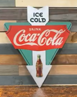Coca-Cola Ice Cold Kay Display Masonite Arrow Sign