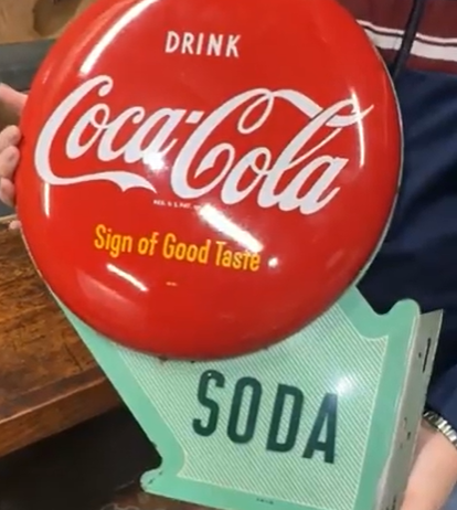 Coca-Cola Double-Button DST Flange Sign