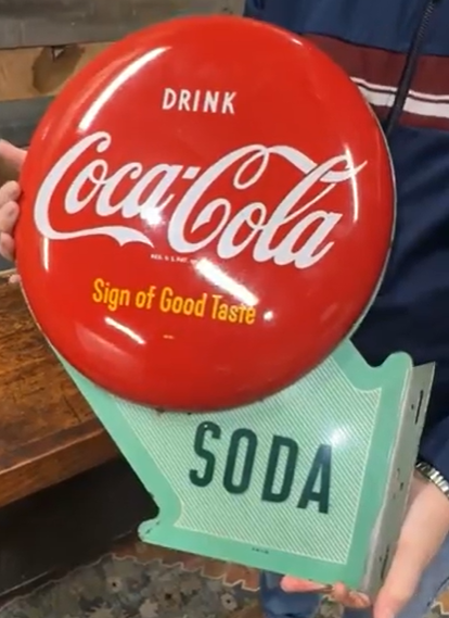 Coca-Cola Double-Button DST Flange Sign
