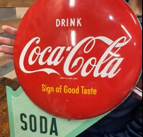Coca-Cola Double-Button DST Flange Sign