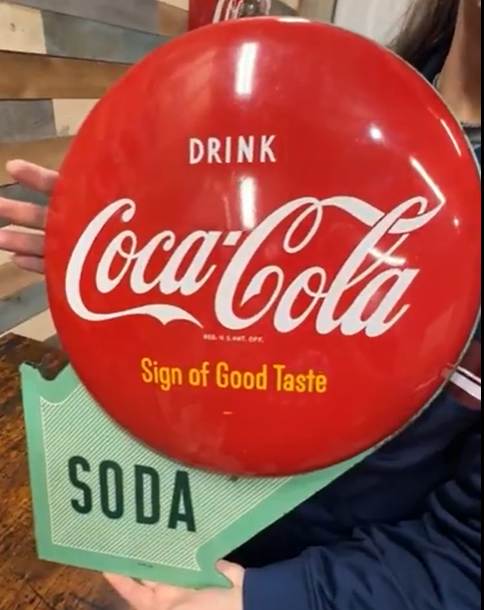 Coca-Cola Double-Button DST Flange Sign