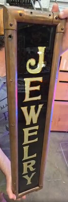 Jewelry Brass-Framed Reverse on Glass Sign