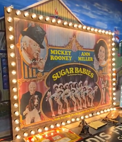 Sugar Babies Paper Advertisement on Wood Light-Up Broadway Sign
