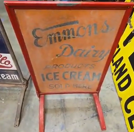 Emmons Dairy Products Ice Cream Double-Sided Masonite Sign