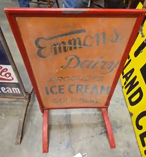 Emmons Dairy Products Ice Cream Double-Sided Masonite Sign