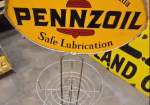 Pennzoil Safe Lubrication Motor Oil DST Oil Can Rack Sign