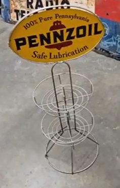 Pennzoil Safe Lubrication Motor Oil DST Oil Can Rack Sign
