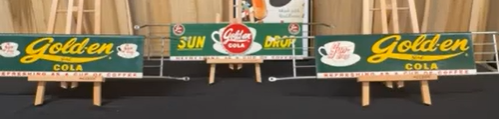 Three Sun-Drop Golden Cola SST Door Push Signs and Brackets