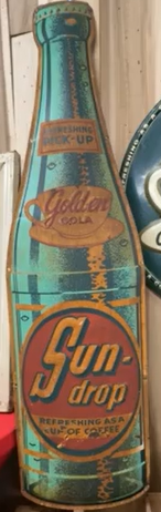 Sun Drop Golden Cola Die Cut Bottle Shaped SST Sign