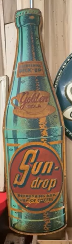 Sun Drop Golden Cola Die Cut Bottle Shaped SST Sign