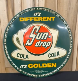 Sun Drop It’s Different Golden Cola SST 30 Inch Diameter Sign