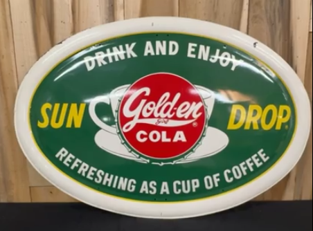 Sun Drop Golden Girl Cola SST Oval Sign