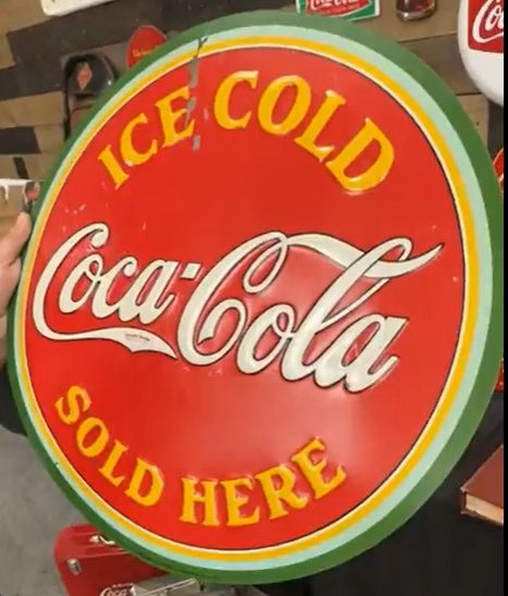 Coca-Cola Ice Cold Sold Here SST Embossed Watermelon Sign