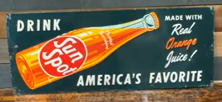 Sun Spot Real Orange Juice SST Embossed Sign