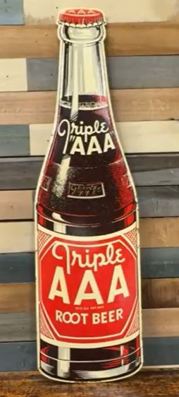 Triple AAA Root Beer Die Cut SST Bottle Sign