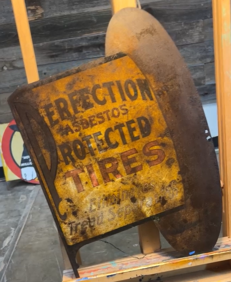Perfection Asbestos Protected Tires DST Flange Sign