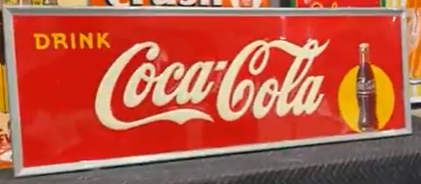 Coca-Cola Sunrise Bottle SST Embossed 54 Inch Horizontal Sign